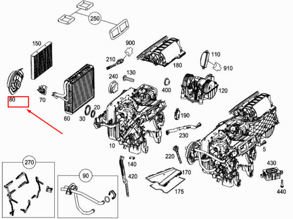MERCEDES-BENZ S W222 Evaporator Sealing Frame A2228350298 ORIGINAL
