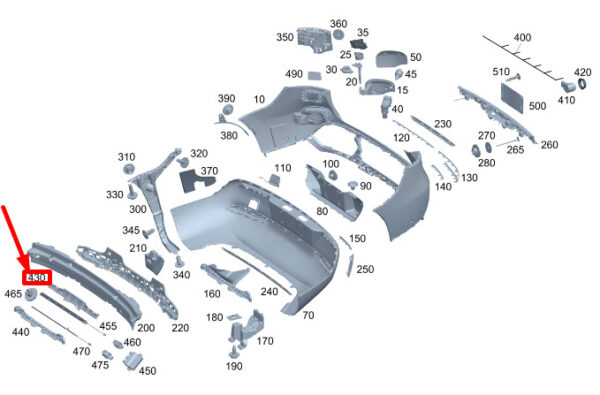 MERCEDES-BENZ EQC Upper Rear Bumper Switch Module Holder A2938859000 ORIGINAL