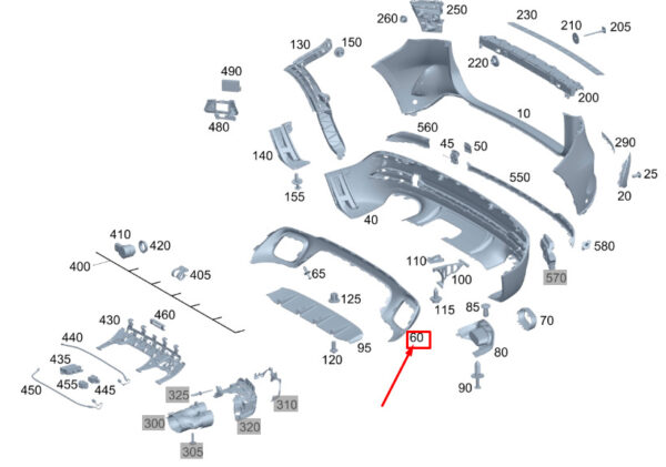 MERCEDES-BENZ GLA H247 Rear Bumper Lower Cover A2478853504 ORIGINAL