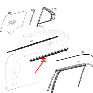 MERCEDES-BENZ GLE W167 Rear Left Door Window Inner Strip A1677356101 ORIGINAL