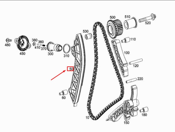 MERCEDES-BENZ CLS C257 Engine Chain Tensioning Rail A2560500900 ORIGINAL