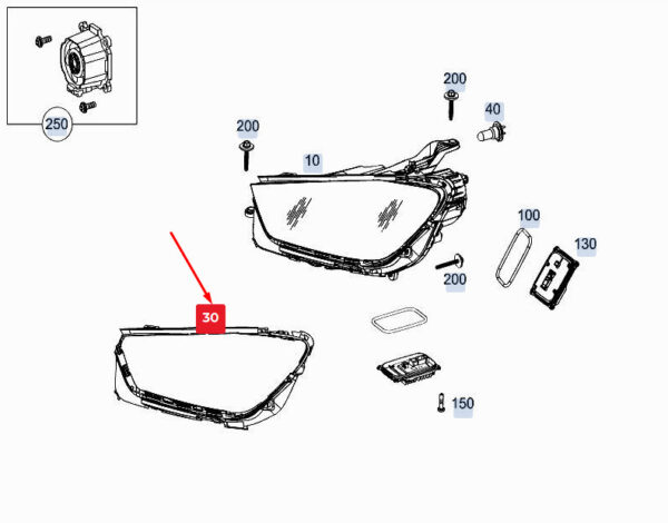 MERCEDES-BENZ GLE W167 Front Left Light Housing Gasket A1678260500 ORIGINAL