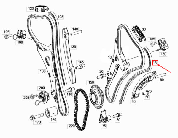MERCEDES-BENZ S W222 Engine Tooth Chain A0009934578 ORIGINAL