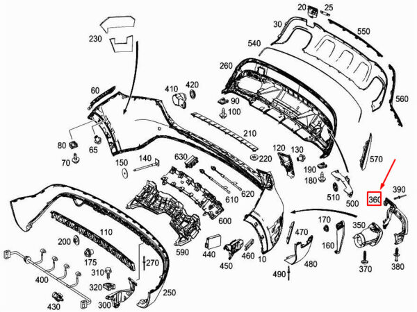 MERCEDES-BENZ GLA X156 Rear Right Exhaust Tip Bracket A1568857001 ORIGINAL
