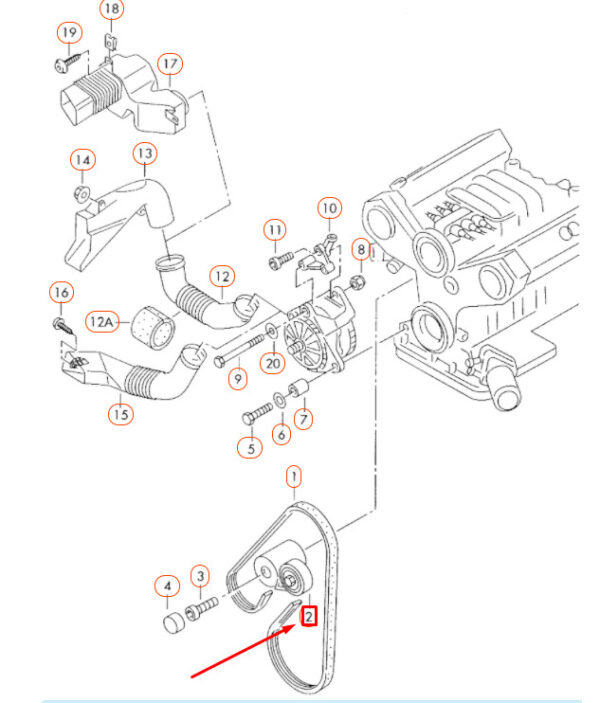 AUDI A4 B6 Belt Tensioner Damper 078903133AB ORIGINAL - Image 5