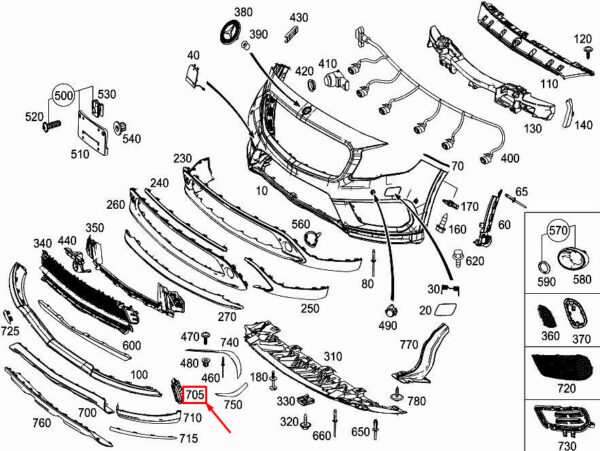 MERCEDES-BENZ GLA X156 Front Right Side Spoiler Bracket A1568854201 ORIGINAL