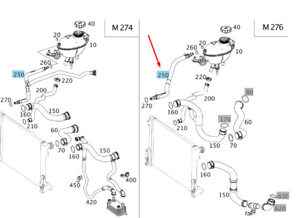 MERCEDES-BENZ C W204 Expansion Tank Bleed Line A2045012925 ORIGINAL