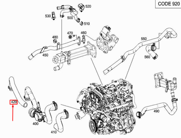 MERCEDES-BENZ GLC X253 Engine Coolant Hose A2742031282 ORIGINAL