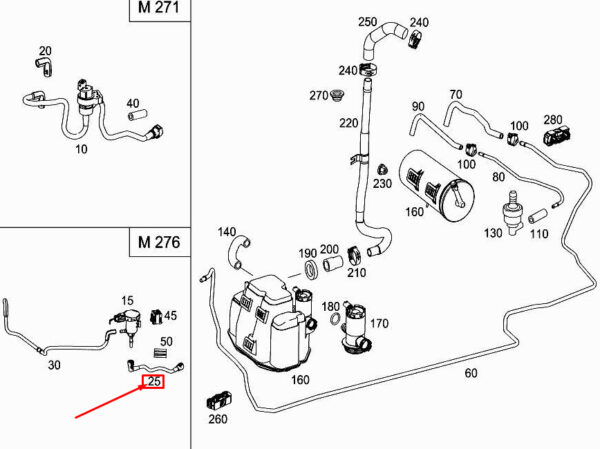MERCEDES-BENZ SLK R172 Purge Line A1724710615 ORIGINAL
