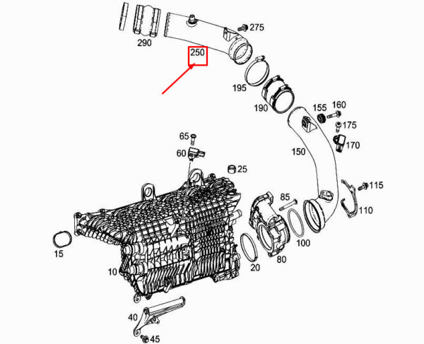 MERCEDES-BENZ CLS C257 Engine Charged Air Line A2560980107 ORIGINAL