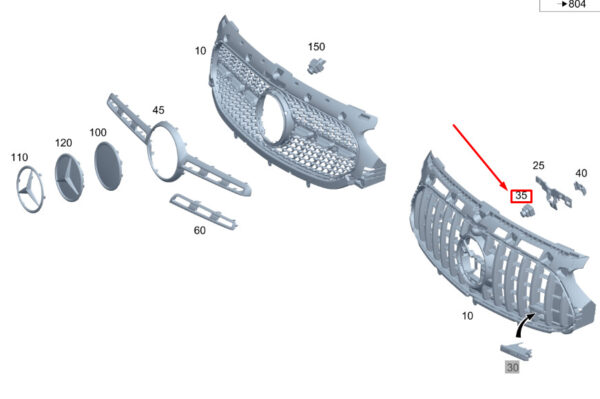 MERCEDES-BENZ GLA H247 Front Camera Cover A2478856208 ORIGINAL