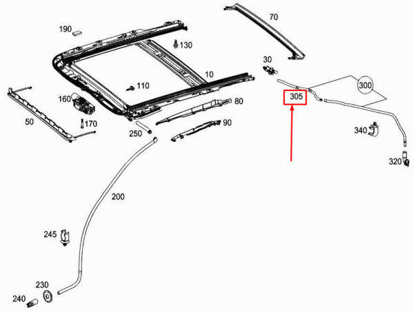 MERCEDES-BENZ GLC X253 Rear Left Sliding Roof Drain Pipe A2537850500 ORIGINAL