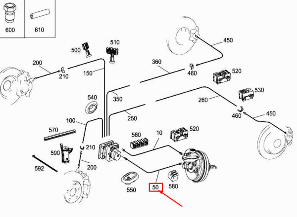 MERCEDES-BENZ CLS C257 Main Brake Cylinder Brake Line A2134200326 ORIGINAL