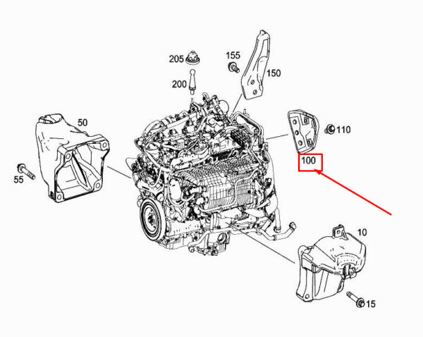 MERCEDES-BENZ CLS C257 Rear Left Engine Lifting Eye A2562240300 ORIGINAL