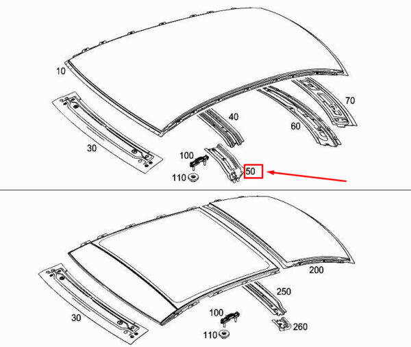 MERCEDES-BENZ A W177 Left Central Roof Rail Mounting A1776364300 ORIGINAL
