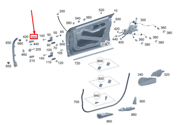 MERCEDES-BENZ EQS V297 Front Door Holder A2977202100 ORIGINAL