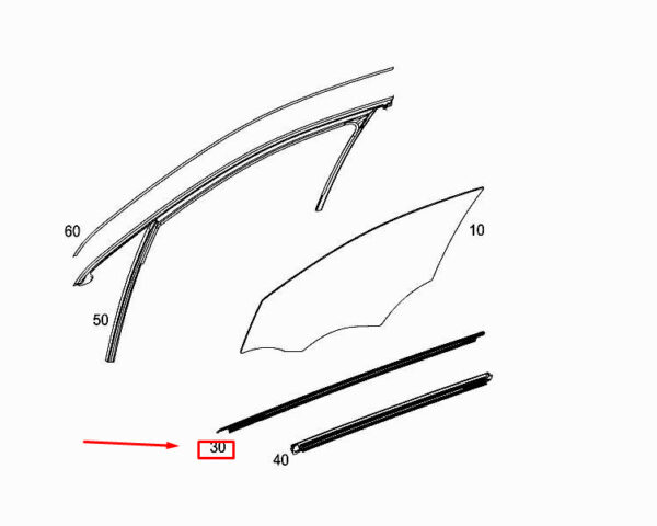 MERCEDES-BENZ A W177 Front Left Window Sealing Rail A1777250100 ORIGINAL