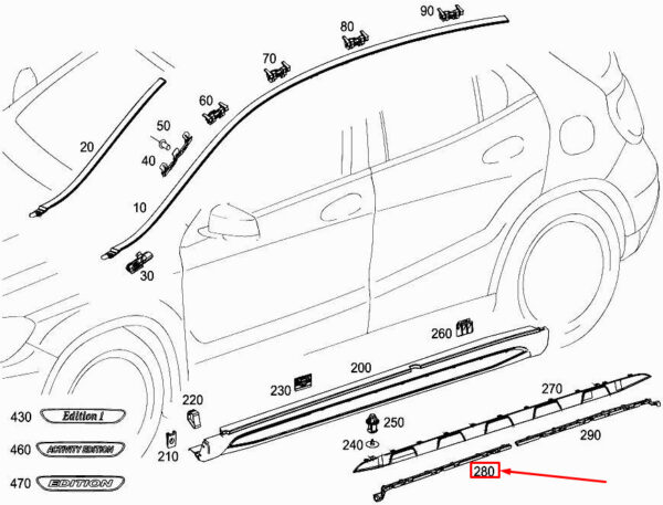 MERCEDES-BENZ GLA X156 Front Left Sill Bracket A1566980700 ORIGINAL