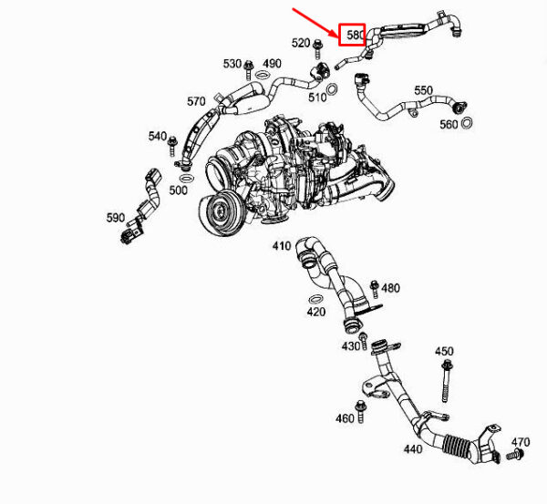 MERCEDES-BENZ GLE W167 Engine Coolant Line A6542037800 ORIGINAL