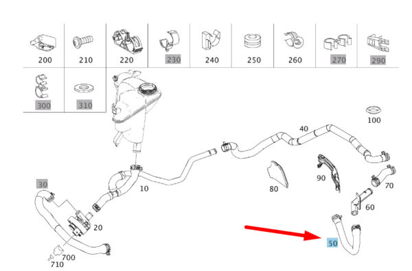 MERCEDES-BENZ R W251 Engine To Intermediate Piece Hose A2515013682 ORIGINAL