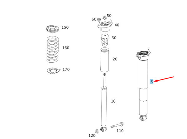 MERCEDES-BENZ C W204 Rear Shock Absorber A2043261304 ORIGINAL