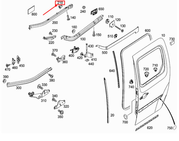 MERCEDES-BENZ CITAN W415 Top Left Sliding Door Check A4157430529 ORIGINAL