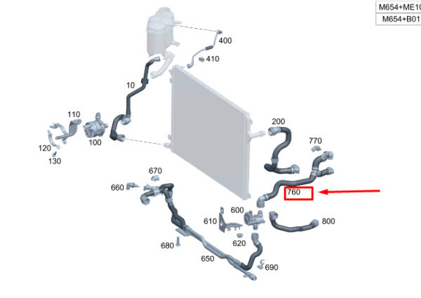 MERCEDES-BENZ C S206 Engine Coolant Hose A2065017200 ORIGINAL