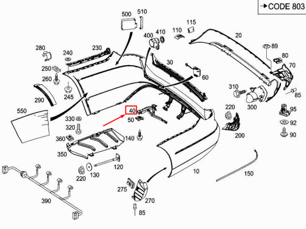 MERCEDES-BENZ E W212 Rear Bottom Right Bumper Bracket A2128852814 ORIGINAL
