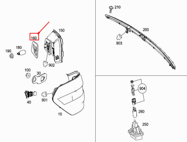 MERCEDES-BENZ E W212 Rear Left TailLamp Seal A2128260391 ORIGINAL