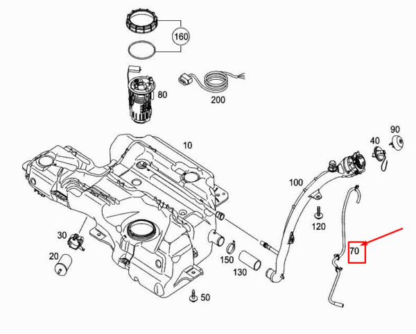 MERCEDES-BENZ CITAN W415 Fuel Tank Vent Line A4154700064 ORIGINAL