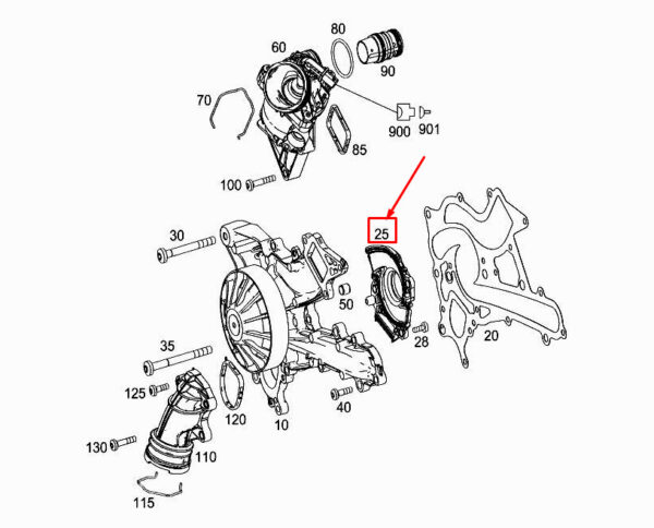 MERCEDES-BENZ C W205 Engine Water Pump Cover A2762010203 ORIGINAL