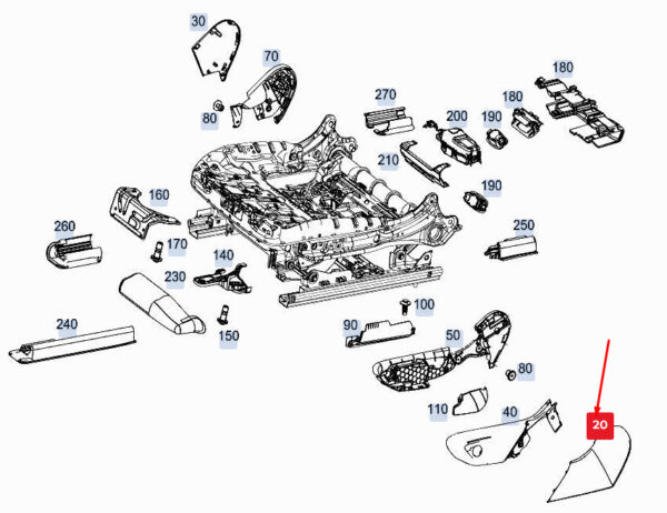 MERCEDES-BENZ GLE W167 Right Seat Height Adjust Cover A1679190200 ORIGINAL