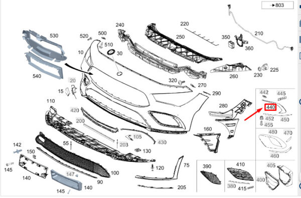 MERCEDES-BENZ CLA C118 Front Left Bumper Side Spoiler A1188857103 ORIGINAL