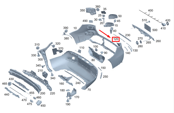 MERCEDES-BENZ EQC Rear Center Lower Bumper Trim Strip A2938858700 ORIGINAL 1 MERCEDES-BENZ EQC Rear Center Lower Bumper Trim Strip A2938858700 ORIGINAL