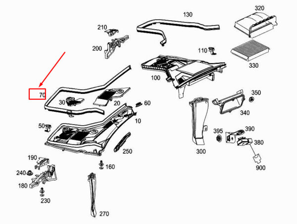 MERCEDES-BENZ C W205 Left Engine Hood Seal A2058870100 ORIGINAL