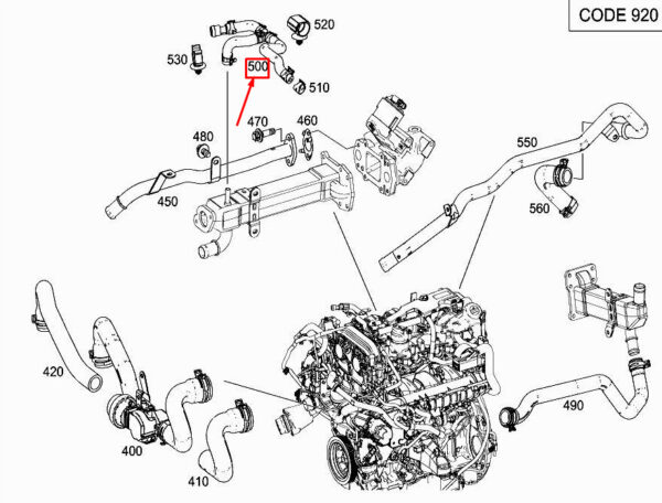 MERCEDES-BENZ GLC X253 Engine Coolant Hose A2742002382 ORIGINAL