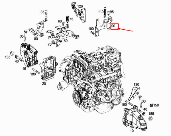 MERCEDES-BENZ GLC X253 Rear Engine Lifting Eye A2742230441 ORIGINAL