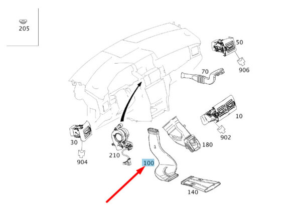 MERCEDES-BENZ GLK X204 Left Air Duct A2048310000 ORIGINAL