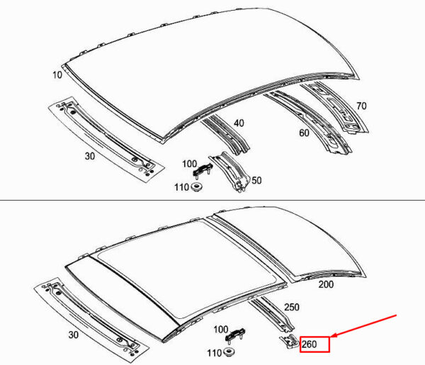 MERCEDES-BENZ A W177 Rear Right Roof Rail Mounting A1776364800 ORIGINAL