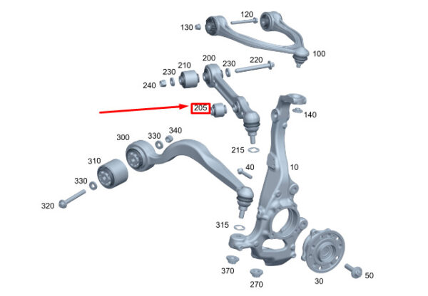 MERCEDES-BENZ EQC Front Right Spring Link Bush Element A2053337500 ORIGINAL