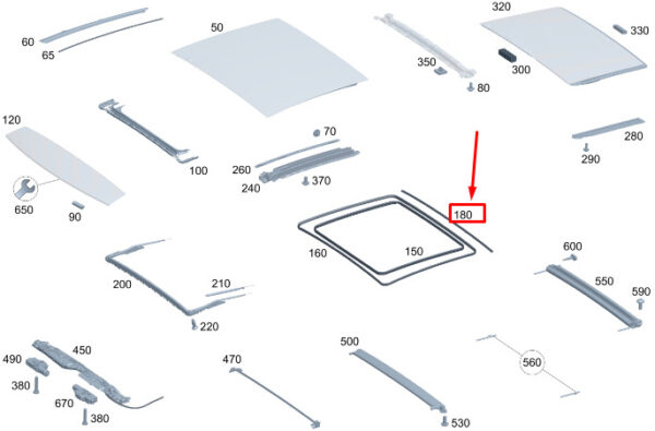 MERCEDES-BENZ C W206 Rear Sliding Sunroof Seal A2067821500 ORIGINAL