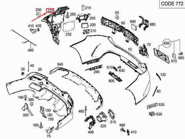 MERCEDES-BENZ GLE C292 Rear Left Bumper Mount Support A2928800112 ORIGINAL