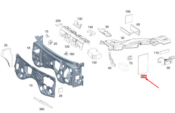 MERCEDES-BENZ GLE W167 E-Box Dampening A2206822730 ORIGINAL