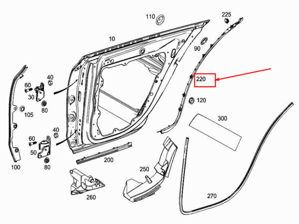 MERCEDES-BENZ CLS C257 Rear Left Door Sealing A2577301301 ORIGINAL