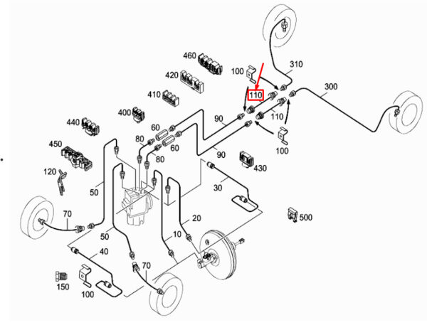 MERCEDES-BENZ CITAN W415 Rear Right Brake Hose A4154280735 ORIGINAL