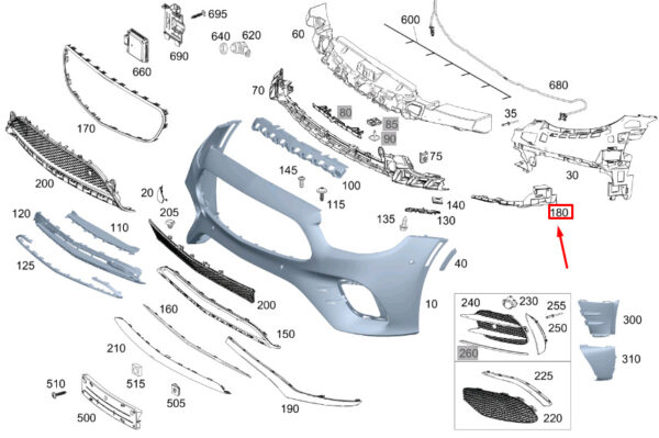MERCEDES-BENZ E C238 Front Right Bumper Holder A2388857400 ORIGINAL
