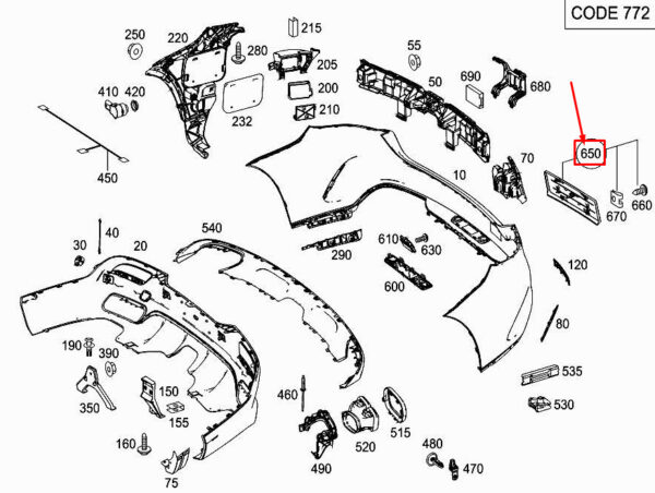 MERCEDES-BENZ GLE Coupe C292 Rear License Plate Holder A2928800744 ORIGINAL