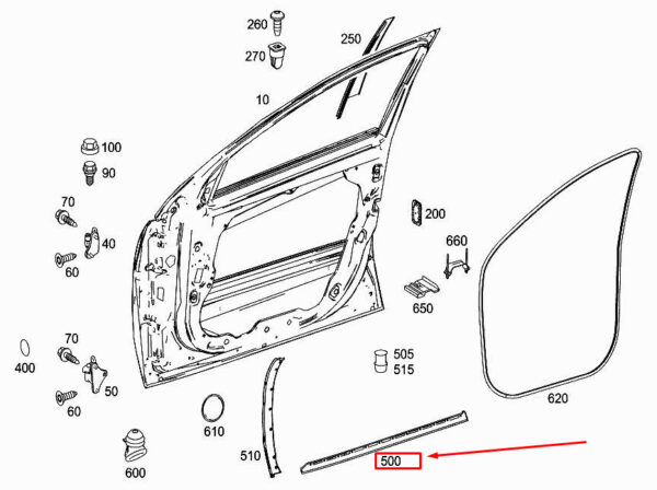 MERCEDES-BENZ R W251 Front Left Door Strip A2516903362 ORIGINAL