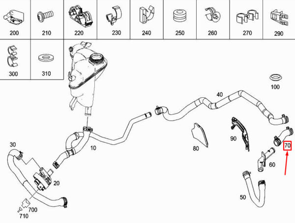 MERCEDES-BENZ R W251 Engine Heating Hose A2515013982 ORIGINAL