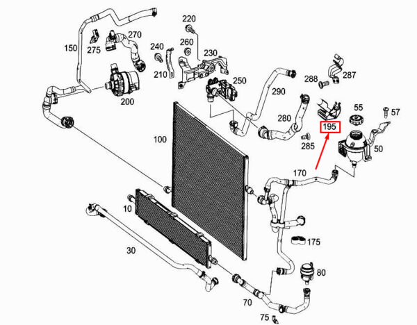 MERCEDES-BENZ S W222 Coolant Line Fastening Bracket A2225043340 ORIGINAL